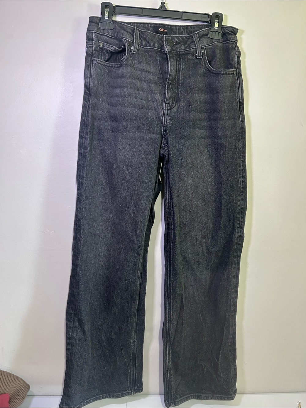 Quince Bella Stretch Relaxed Straight Jeans Charcoal Black 29 x 30
